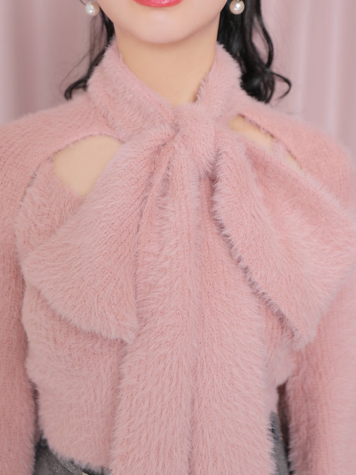 Scarf like shaggy knit tops (eme10372)