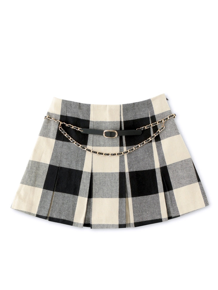 【SALE】Check box pleats skirt(eme10380)