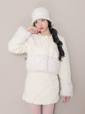 Shine bijou fake far jacket(eme10357)