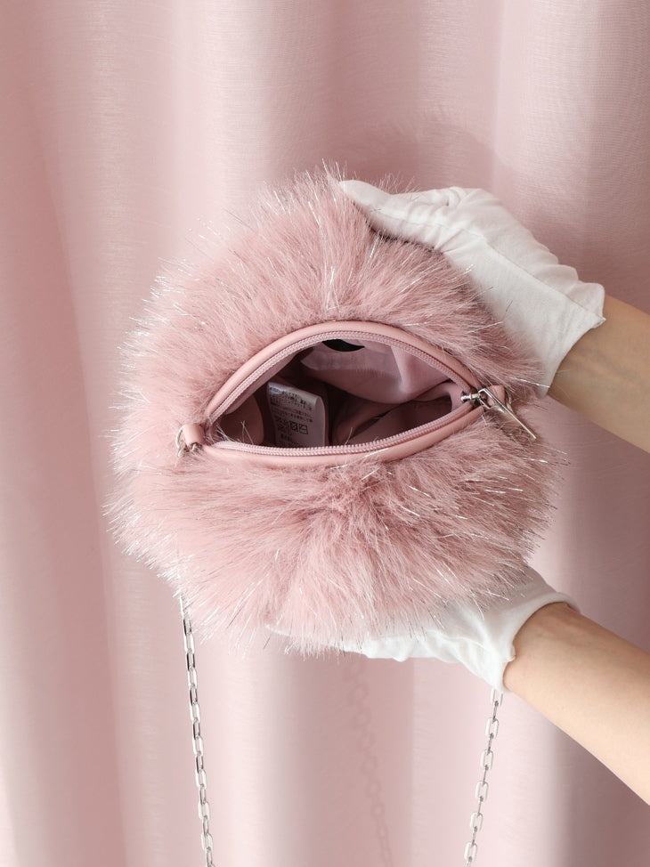 2way fake fur round bag(eme10472)