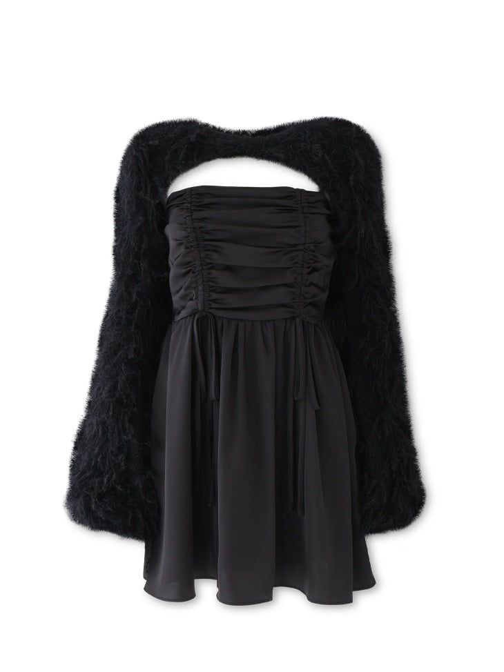 Fringe satin ensemble one piece(eme10533)