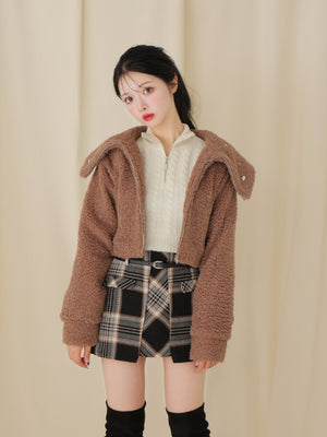 Big collar boa jacket(eme10377)
