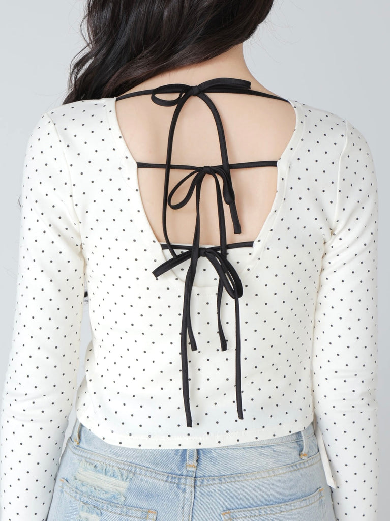 Back ribbon bear ensemble tops(eme10381)