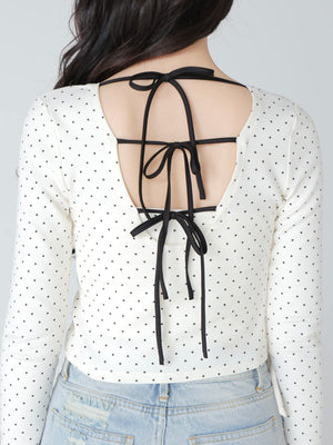 Back ribbon bear ensemble tops(eme10381)