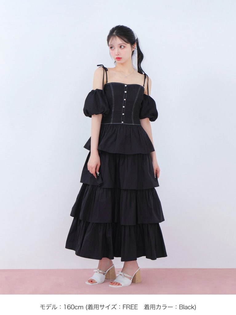 denim docking tiered one piece(eme10389)