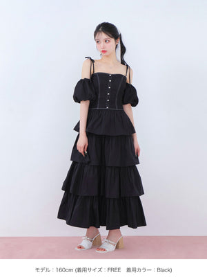 denim docking tiered one piece(eme10389)