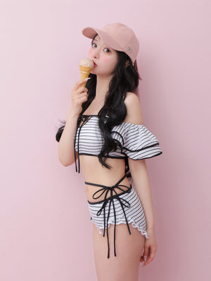 Ribbon frill border swimwear(eme10473)