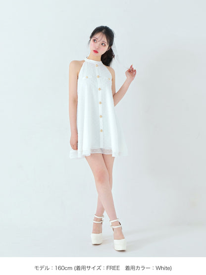 Helter neck ribbon mini onepiece(eme10537)
