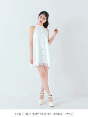 Helter neck ribbon mini onepiece(eme10537)