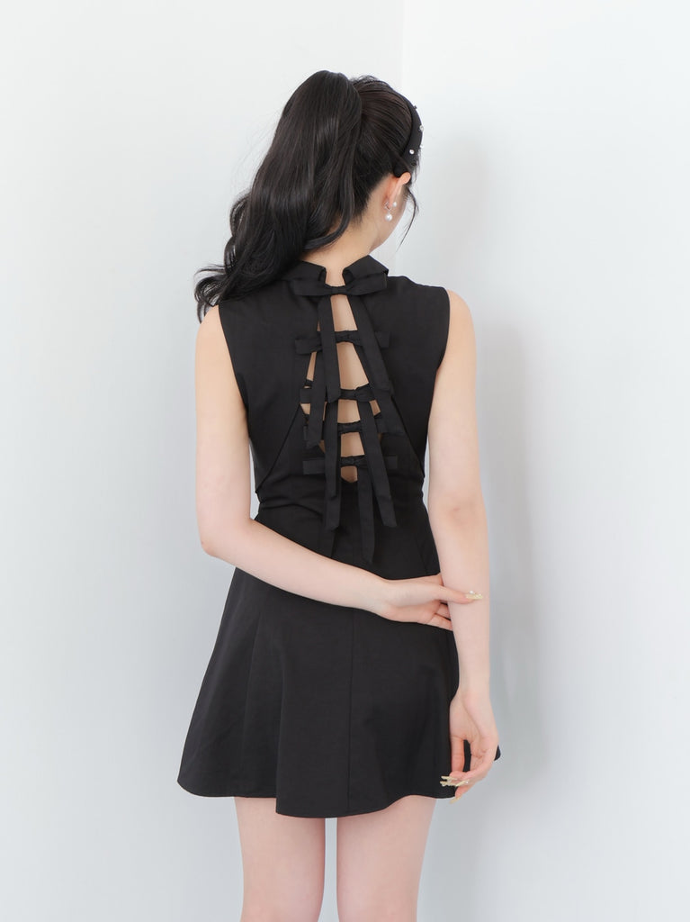 Back ribbon flare mini onepiece(eme10604)