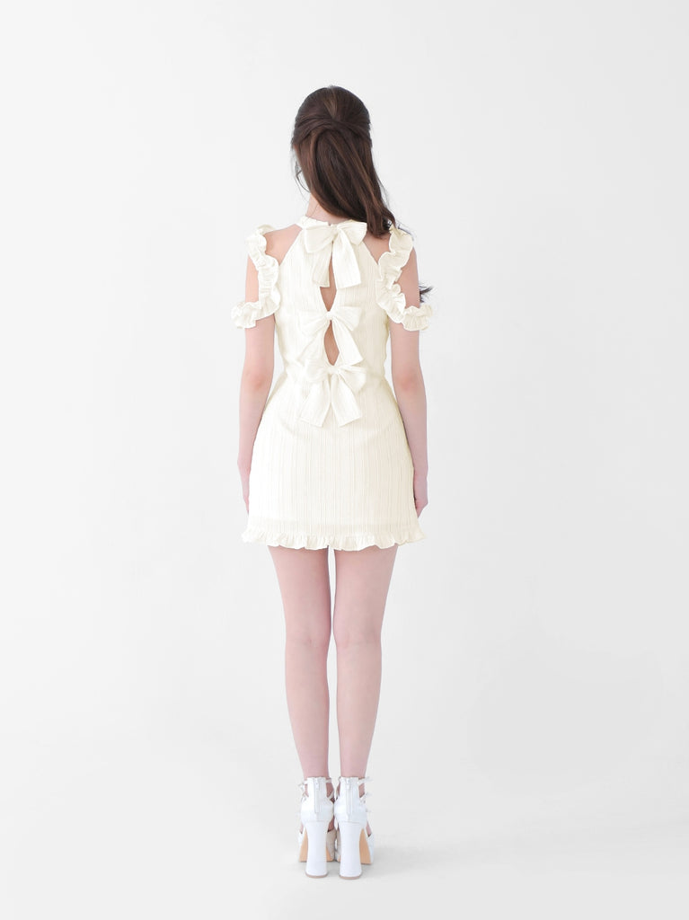 Back ribbon shirring mini onepiece(eme10705)