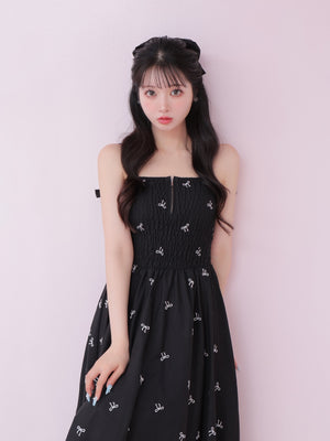 Ribbon embroidery shirring one piece(eme10391)