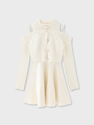 Cable knit layered onepiece(eme10802)