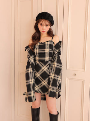 Urban check camisole onepiece(eme10800)