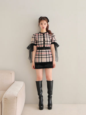 Royal tartan puff tops(eme10777)