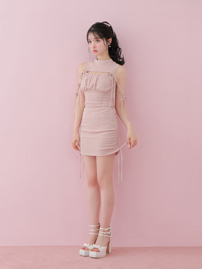Side ribbon drost bijou mini skirt(eme10703)