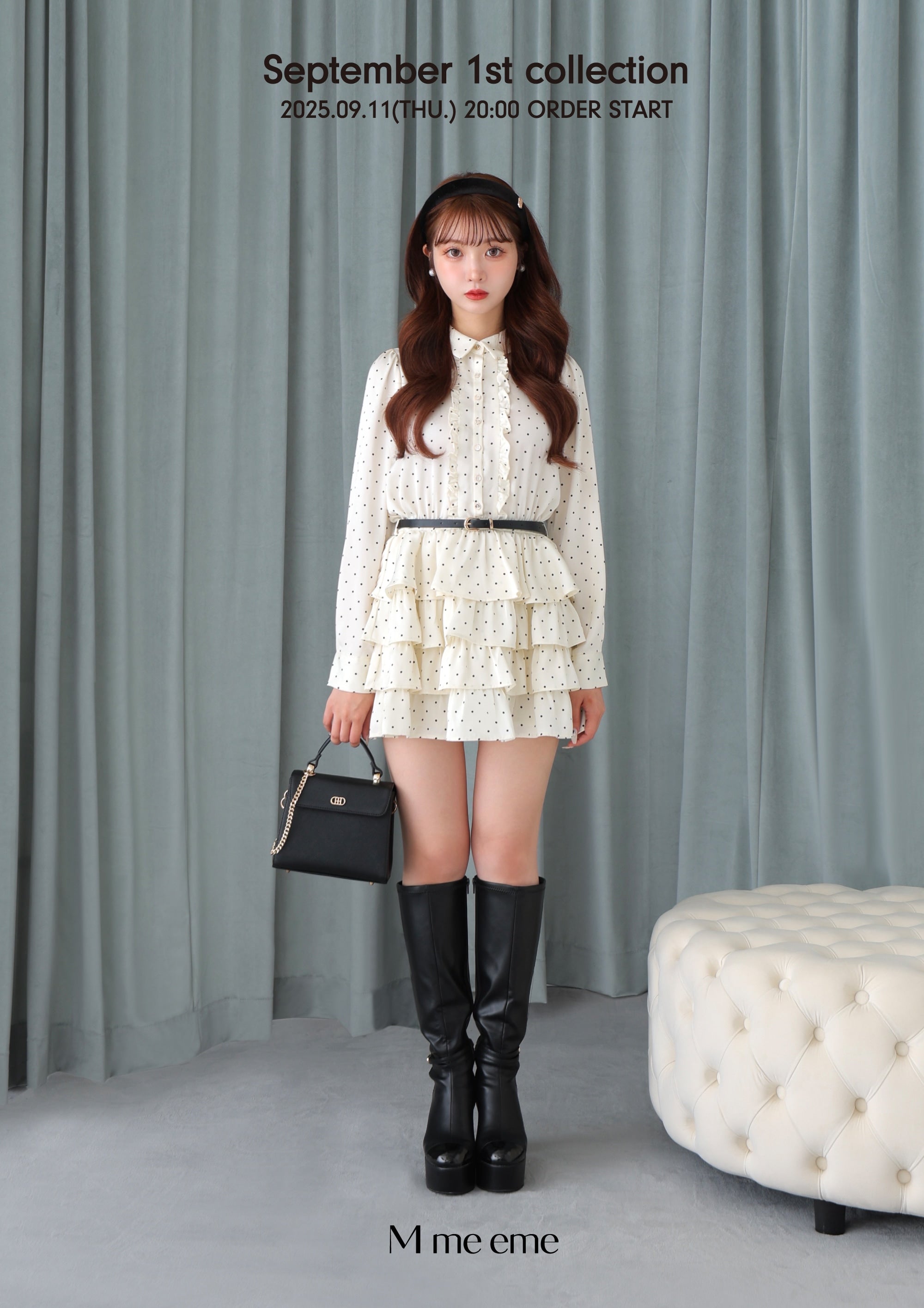 M me eme Frill tiered dress ブラック M me eme Frill tiered dress