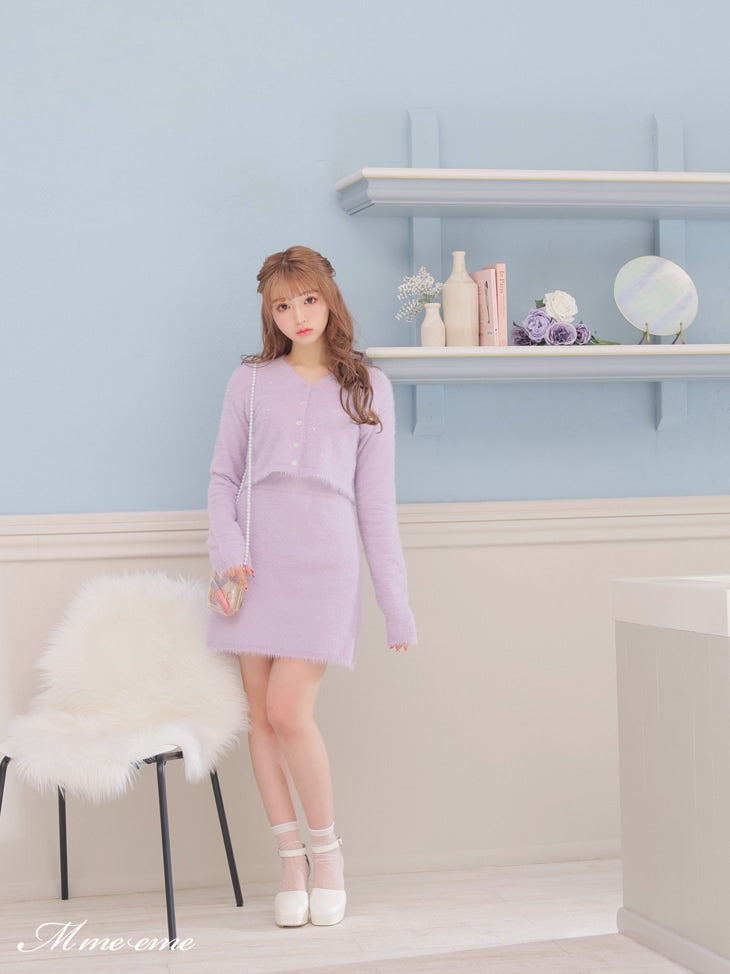 【SALE】Sequin shaggy knit skirt(eme10216)
