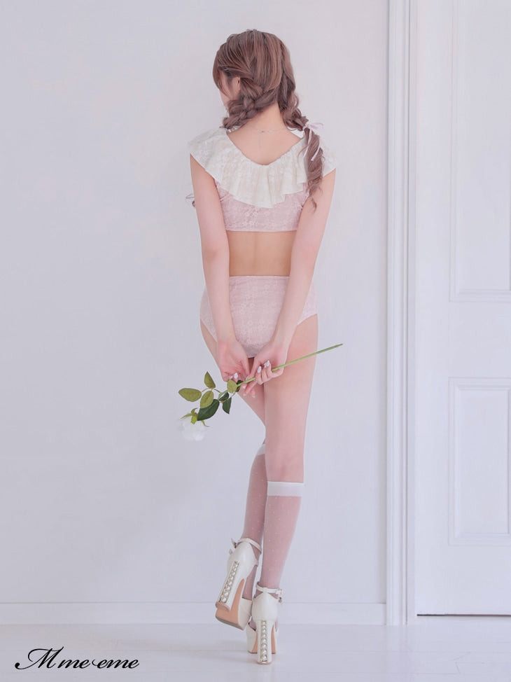 【SALE】Ribbon × glitter lace swimwear (eme10408)