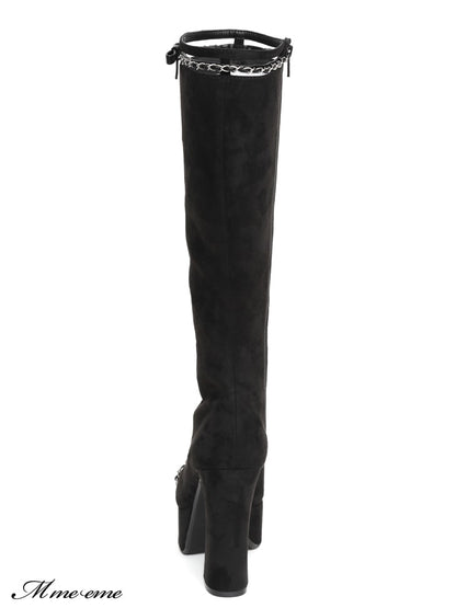 【SALE】Cut design chain long boots (eme10328)