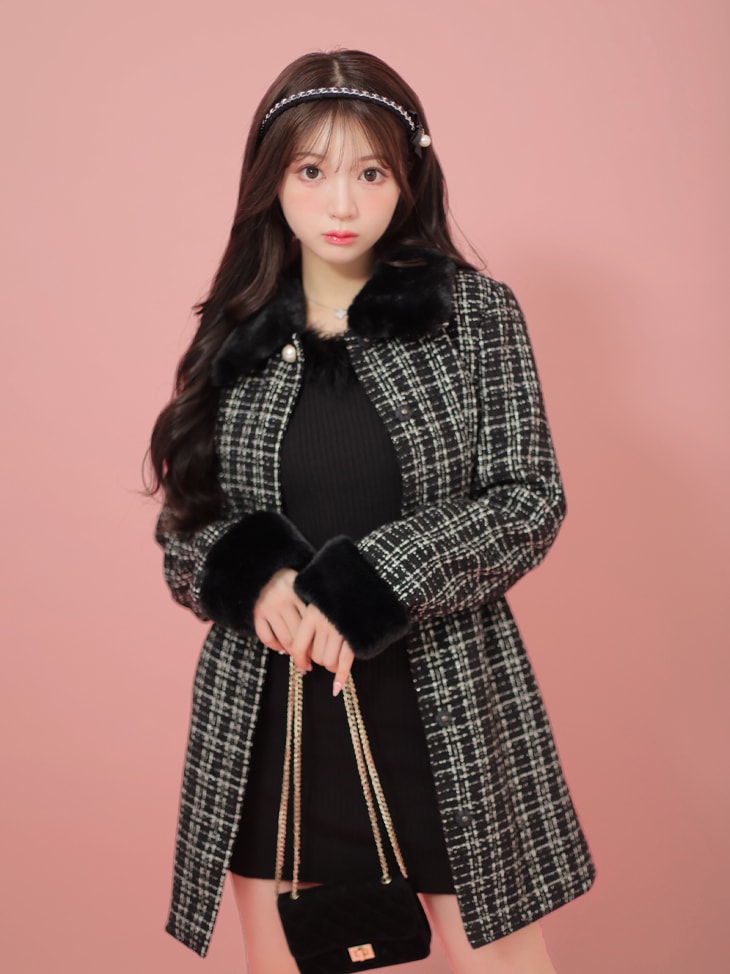 【SALE】Lame tweed fur coat (eme10508)