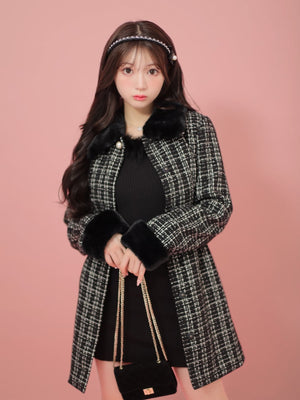 【SALE】Lame tweed fur coat (eme10508)