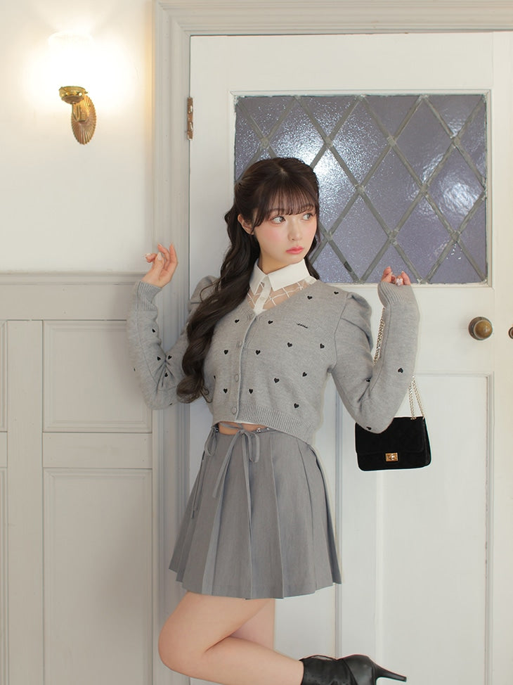 【SALE】Waist bijou pleated skirt (eme10432)