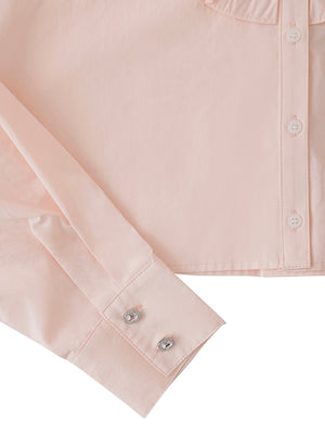 【SALE】Sheer bijou cropped shirt (eme10430)