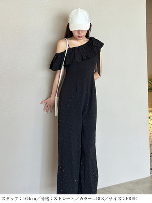 One shoulder ruffle all in one (eme10443)