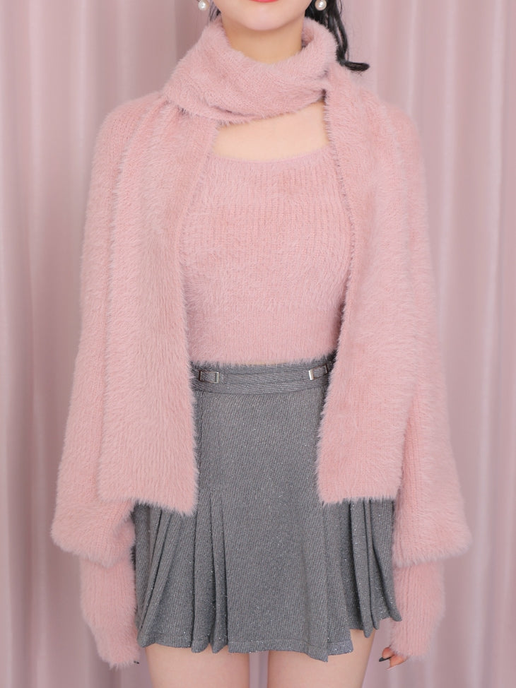 Scarf like shaggy knit tops (eme10372)