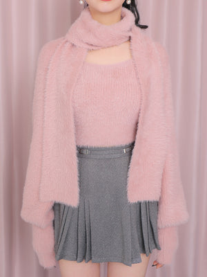 Scarf like shaggy knit tops (eme10372)