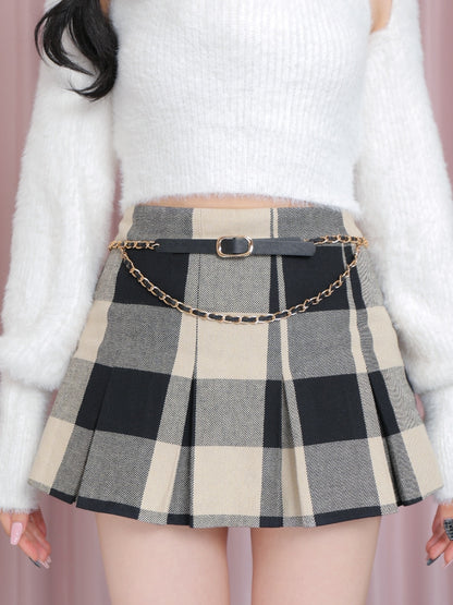 【SALE】Check box pleats skirt(eme10380)
