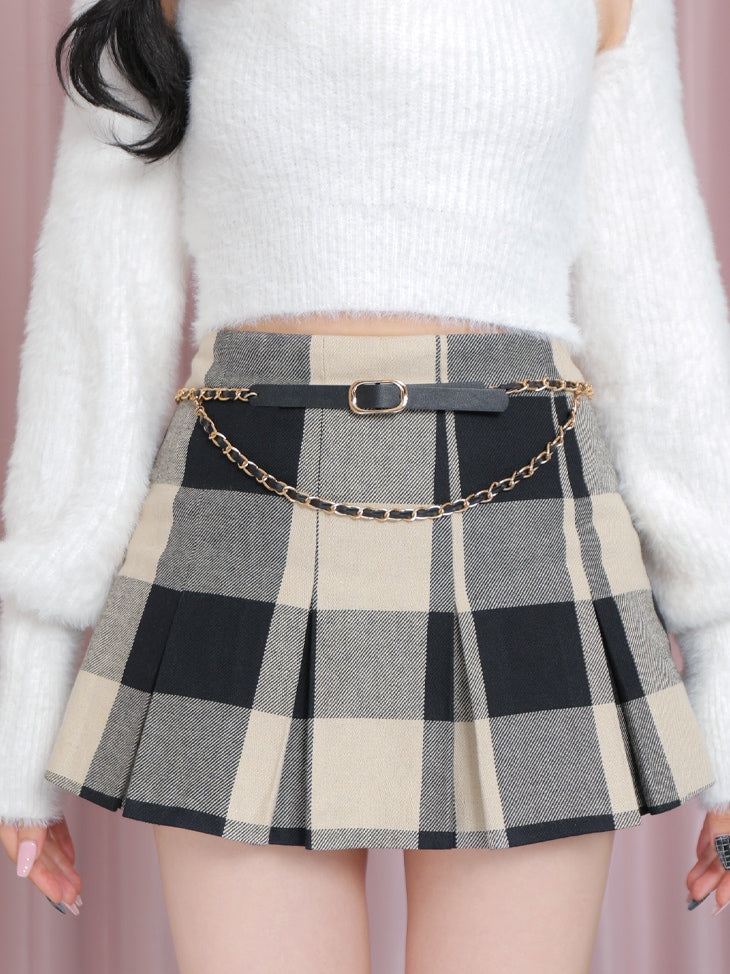 【SALE】Check box pleats skirt(eme10380)