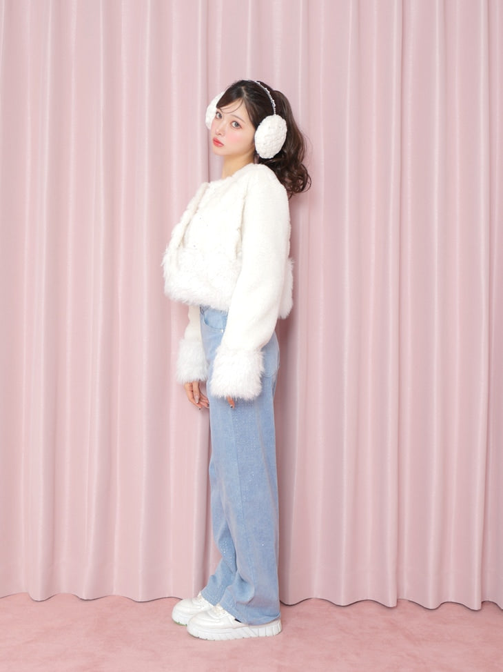 Waist ribbon lame denim(eme10452)