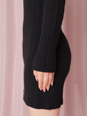 bicolor layered knit mini one piece(eme10464)