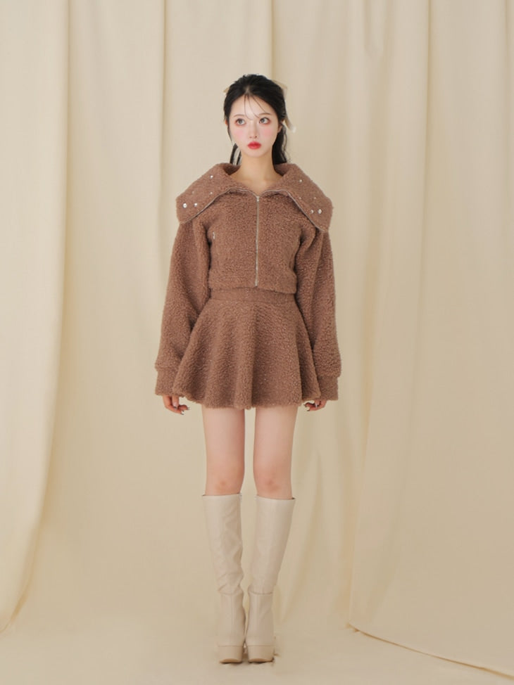 Big collar boa jacket(eme10377)