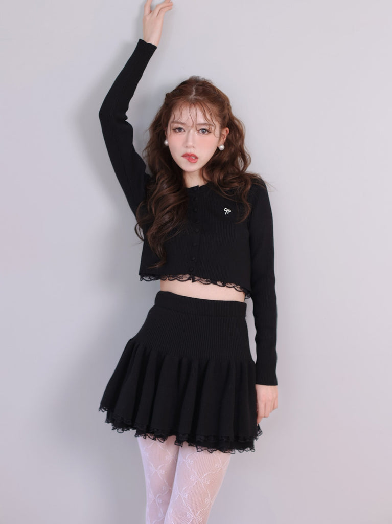 Rib knit mini skirt(eme10461)