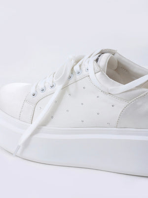 Ribbon beaded platform sneaker(eme10485)