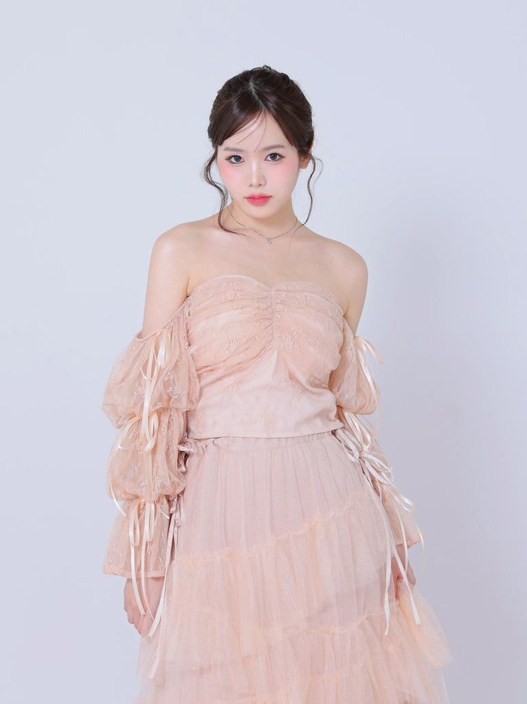 Candy sleeve lace tops(eme10708)