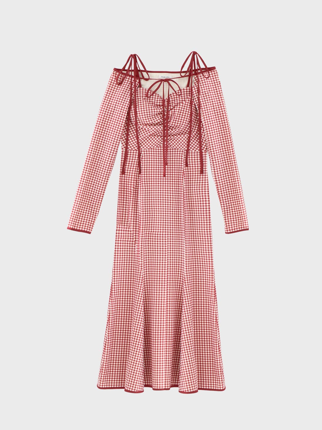 Gingham check ensemble long onepiece(eme10812)