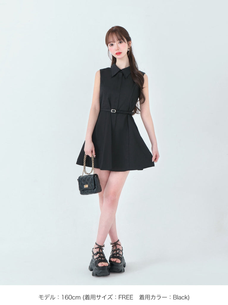 Back ribbon flare mini onepiece(eme10604)