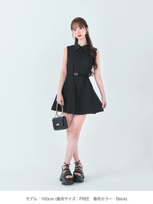 Back ribbon flare mini onepiece(eme10604)