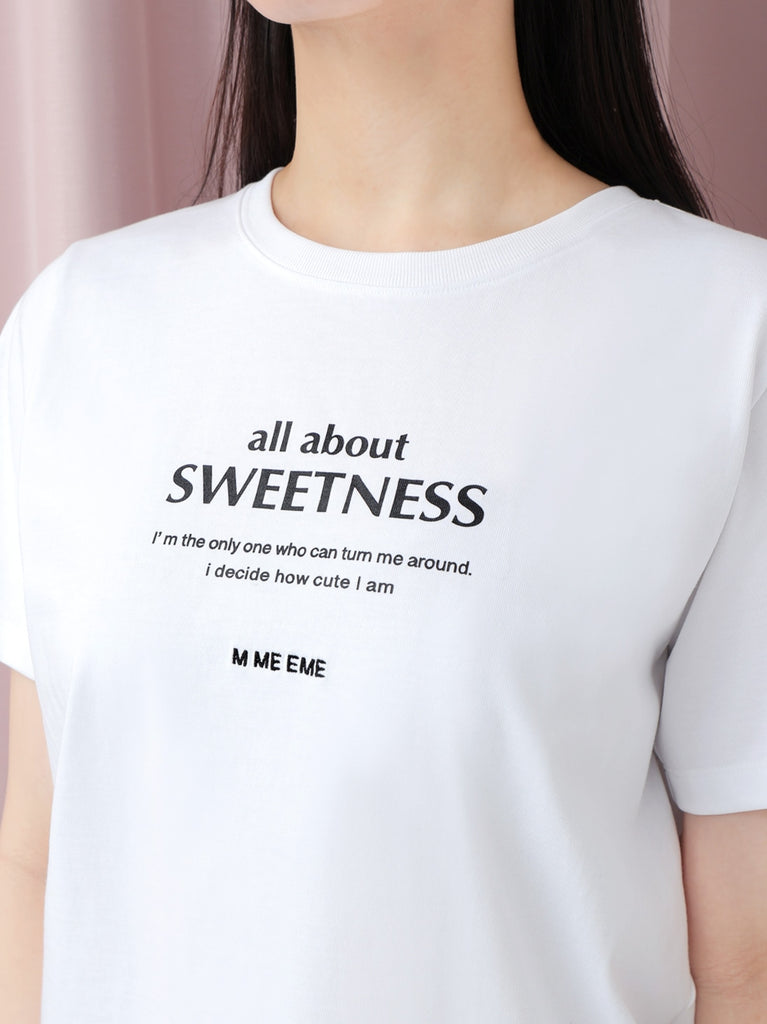 Ribbon sweet logo t-shirt(eme10709)