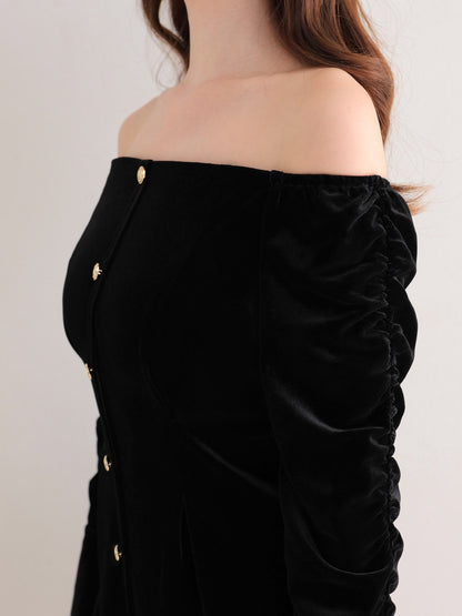 【Pre Order】Classical velvet mini onepiece(eme10610)