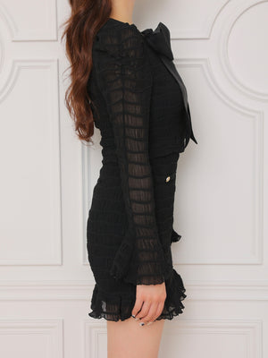 ribbon shirring mini onepiece(eme10719)