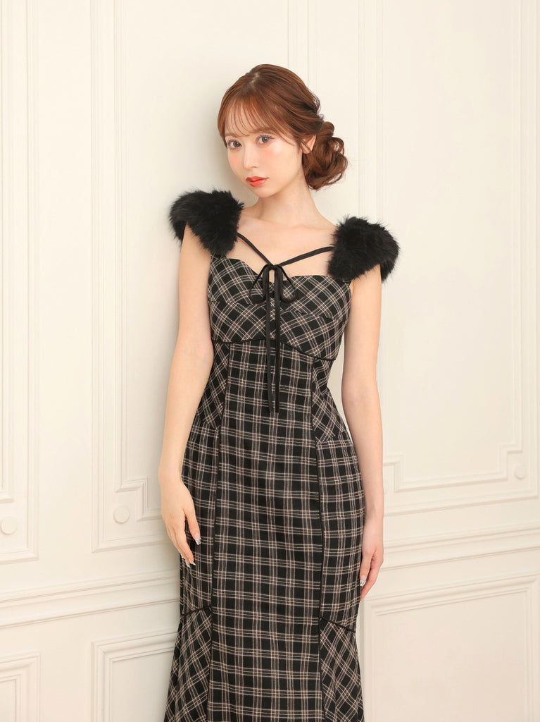 Fur sleeve mermaid onepiece(eme10718)