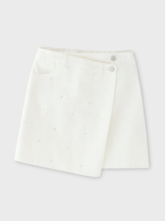 【SALE】Rhinestone denim mini skirt(eme10406)