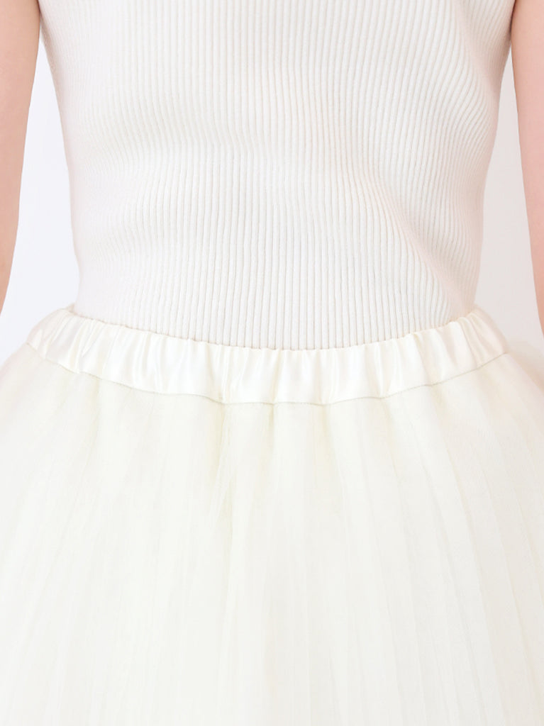 Airy mood tulle mini skirt(eme11095)
