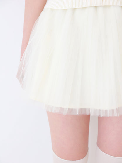 Airy mood tulle mini skirt(eme11095)
