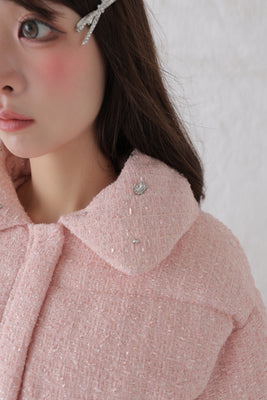 Ribbon tweed short down jacket (eme10458)